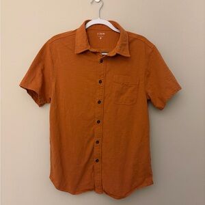 Jcrew Short-Sleeve Knit Button-Down in Orange